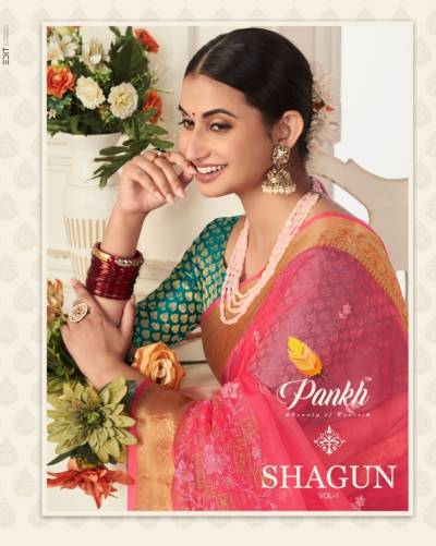 SHAGUN VOL-1 BY PANKH ORGANZA SAREE MANUFACTURER IN INDIA